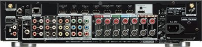 Marantz NR1609 Schwarz Heimkino-Verstärker, Rückseite, Audio-/Video-Anschlüsse, HDMI-Anschlüsse, Antenne, Stromversorgung