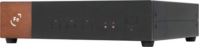 Netzwerk-Audio-Player Ferrum Audio BROEN schwarz, minimalistische Front mit Tasten, Drehregler und kupferbraunem Panel