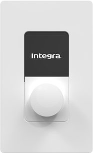 Mando a distancia hi-fi de pared Integra ZC1 blanco, frontal negro y blanco con gran botón giratorio central