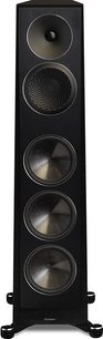 Diffusore da pavimento Paradigm Founder 100F in legno nero, 4 altoparlanti circolari, tweeter, pannello frontale nero, base rettangolare