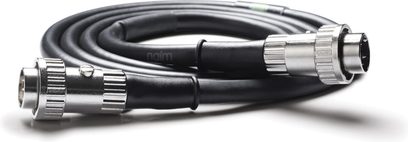 Czarny analogowy kabel audio DIN Naim Audio, elastyczna osłona, dwa srebrne okrągłe metalowe złącza