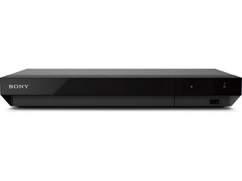 Přehrávač Blu-ray 4K Sony UBP-X700K černý – přední pohled s lesklým panelem, logo vlevo, tlačítka a USB port vpravo