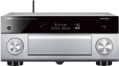 Yamaha RX-A3060 titanium hjemmekino-forsterker, børstet metallgrå frontplate, stort LCD-display, aluminiumsroterende knapper