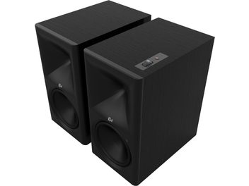 Par de colunas conectadas Klipsch The Nines II pretas, corneta frontal e comando superior