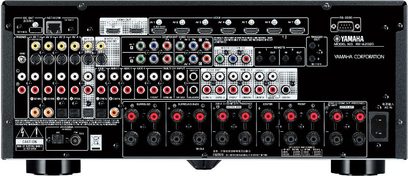 Yamaha RX-A2020 Schwarz Heimkino-Verstärker, Frontansicht, zahlreiche Anschlüsse und Tasten, digitale Anzeige, Frontansicht