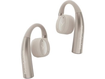 Sluchátka Beyerdynamic VERIO 200 béžová, pohled z boku, 2 zakřivené náušníky, kulaté koncovky, viditelné logo