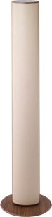 Canton Puro 90 gulvhøjttaler i valnød, beige cylindrisk design på rund base med valnøddefinish set forfra