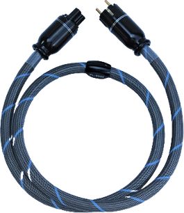 Síťový napájecí kabel Bada PL5000 1,5 m modro-černý, opletený, s dvěma konektory IEC C13 a C14 na koncích