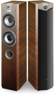 Focal Chorus 716 V gulvhøjtalere i venge træ, 4 højttalere, sort gitter, set forfra