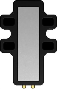Ortofon VNL TRIX DJ-Tonabnehmer in Schwarz und Grau aus Metall und Kunststoff, Frontalansicht, zwei goldene Pins unten, seitliche Flügel