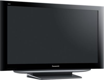 Plazmový televizor Panasonic TH-42PZ86 v černé barvě, pohled zepředu, umístěný na stojanu