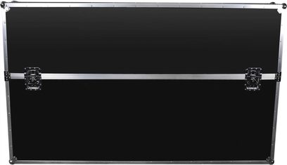 Sort flightcase til skærm Power Acoustics Flight Ecran 75/85 SR, med sølvfarvede kanter og to låse