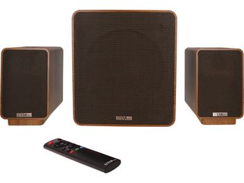 Paket zvočnikov 2.1 Enova HIFI VELA 2.1 10A, pravokotni osrednji nizkotonec, 2 pravokotna satelita, črni daljinski upravljalnik