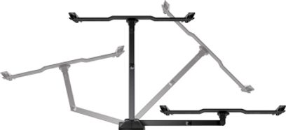 Vægmonteret TV-stander Meliconi GS S600 Plus i grå metal, T-formet omvendt struktur, set forfra på hvid baggrund