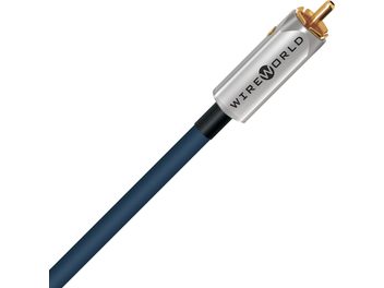 Кабель для сабвуфера Wireworld Luna 10 Mono 4 м, синя оболонка, циліндричний сріблястий RCA-роз'єм з позолоченим наконечником