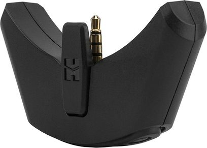 Hifiman Deva Pro zwarte hoofdtelefoon, 3/4 achteraanzicht, ovale afgeschuinde oorschelpen, gevoerd hoofdbandgedeelte, vergulde connector