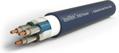 EVO3 Premier strømkabel 1,5m, perspektivvisning, blå kappe, snoede kobberledere