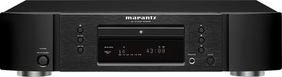 Marantz CD5004 sort CD-afspiller, set forfra, sort front med digitalt display, sølvfarvede knapper og CD-skuffe