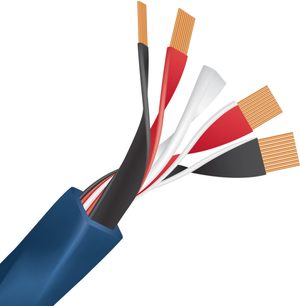 Cavo per diffusori o altoparlanti Wireworld Oasis 10 (2x3m), guaina blu, conduttori in rame spellati, guaine rosse, nere e bianche