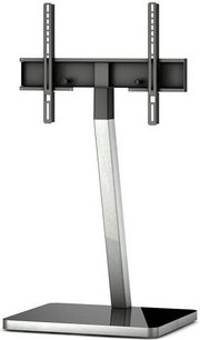 Sonorous PL2700BLK-SLV audio-/videomøbel, centralt metalben, sorte glashylder, perforerede lodrette stænger