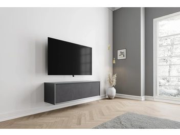 Mobile audio-video da parete Clic TV Series Modello TV65" 20S, grigio opaco, frontale in tessuto, rettangolare, vista a tre quarti