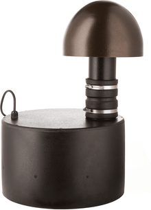 Udendørshøjttaler GO10W med sort cylindrisk base, brun halvkugleformet kuppel, sort centralt rør med metalbånd