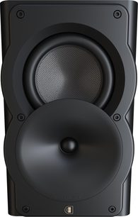 Enceinte Perlisten A2s noire mate, boîtier en plastique, cône tressé et large pavillon circulaire, vue de face