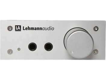 Preamplificatore per cuffie Lehmann Audio Linear D MKII argento, frontale in alluminio spazzolato, due uscite jack e ampio pomello