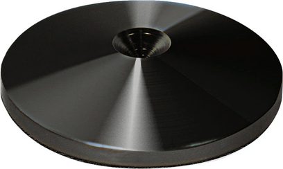 Svart Norstone Design platespiller-matte, toppvisning, sirkulær form, matt svart overflate, sentral åpning, skrå kanter