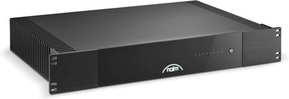 Zesilovač Naim Audio CI-NAP 108 černý, pohled zepředu, protáhlý obdélníkový tvar, ventilační mřížka