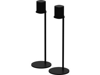 Deux pieds d'enceinte Sonos pour One, One SL et Play:1 noirs, en métal, cylindriques, base circulaire plate, vue de face