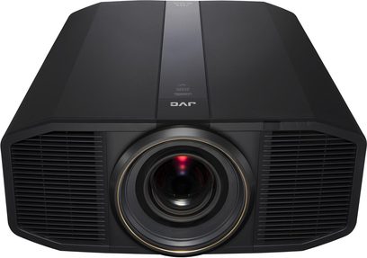 JVC DLA-Z1 sort videoprojektor, frontvisning, blank sort kabinet, central linse, sideventilationsgitre