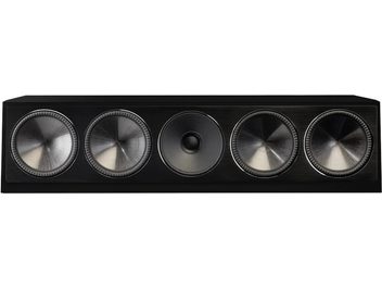Diffusore centrale nero laccato Paradigm Founder 90C, 5 altoparlanti circolari sotto griglie metalliche, frontale rettangolare