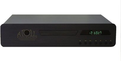 Atoll CD200SE sort CD-afspiller, frontpanel, frontvisning, grøn display, knapper og CD-skuffe