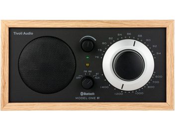 Radio da tavolo Tivoli Model One BT rovere nero, pannello frontale nero con grande manopola di sintonia e altoparlante rotondo