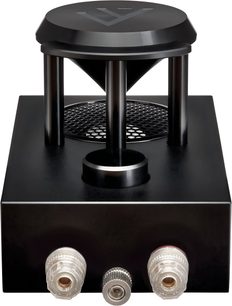 Super-diskant Fyne Audio S-Trax i sort metal, frontvisning, konisk horn på søjler, gitter, terminaler og drejeknap