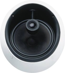 Bowers & Wilkins CCM 817 loftsindbygget højttaler, koncentrisk sort diskant- og basenhed, hvidt kabinet