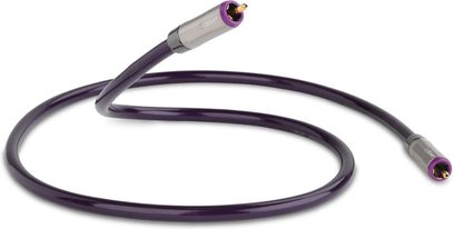 QED Reference Digital Audio 1 m-es digitális koaxiális kábel, lila és szürke színben, aranyozott RCA csatlakozókkal, felülnézetből