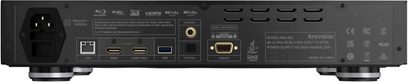 Lettore Blu-ray 4K Krovatar KBU-500 nero, vista posteriore con porte HDMI, USB, LAN e uscite audio ottica e coassiale