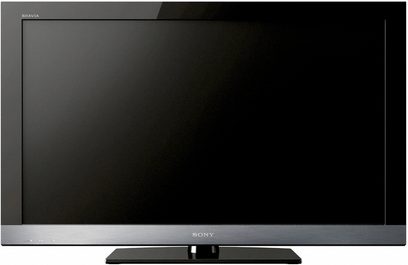 Téléviseur Sony KDL-32EX500 à écran plat noir éteint, vue de face, sur fond noir uni, avec logo Sony en bas au centre