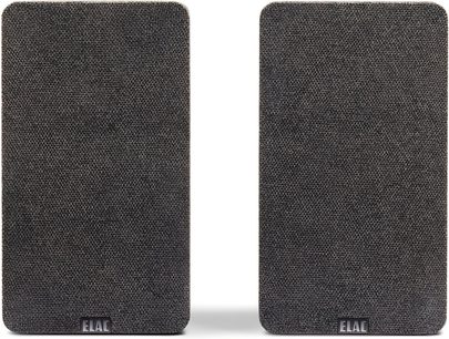 Paar Elac Debut ConneX DCB41 Lautsprecher, Frontansicht, schwarze Gehäuse, Stofffront mit Maschenoptik, abgerundete Ecken