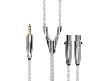 Meze Audio Ultra hõbedane punutud kõrvaklappide kaabel, kullatud 4,4 mm jack ja mini XLR L/R pistikud