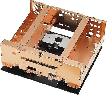 Marantz UD9004 4K Blu-ray-afspiller åben, set ovenfra, gylden metalchassis, synlige elektroniske og mekaniske komponenter