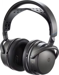 Audeze Maxwell 2 gamingheadset til PlayStation, sort, dobbelt perforeret hovedbøjle, store circum-aurale ørepuder set i trekvart profil