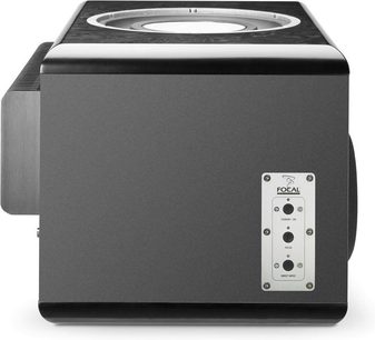 Focal SM9 sort forstærket monitorhøjttaler, set forfra, med synlige højttalere, knapper og tilslutninger