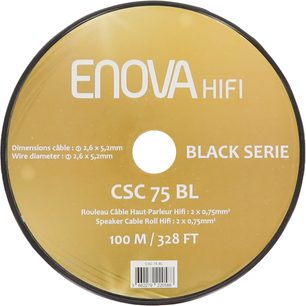 Zvočniški kabel Enova HIFI CSC 75 BL v kolutu, okrogla zlata etiketa Black Serie 100 m
