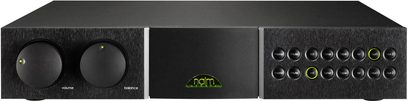 Preamplificatore stereo Naim Audio NAC 282 nero con frontale in alluminio spazzolato, 2 manopole rotanti e 18 pulsanti