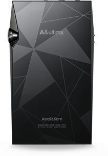Audiofil musikafspiller Astell&Kern SP3000 sort, set forfra, mørke grå trekantede geometriske mønstre på sort baggrund