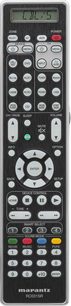 Mando a distancia Marantz RC031SR negro con pantalla LCD, botones de colores y teclado numérico, vista frontal