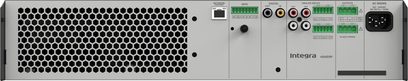 Integra 4500DSP Multiroom-Verstärker Rückansicht, graues Rack-Gehäuse mit Gitter, Audio-Anschlussklemmen und Netzwerkanschlüsse